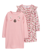 Kid 2-Pack Long-Sleeve Nightgowns, image 1 of 4 slides