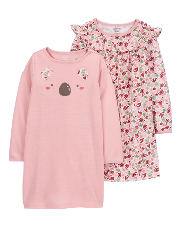 Kid 2-Pack Long-Sleeve Nightgowns, 