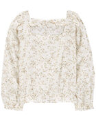 Kid Floral Twill Long-Sleeve Top, image 2 of 4 slides