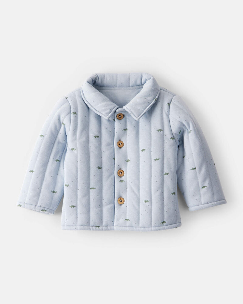 Baby Boy Dinosaur Quilted Cardigan - Blue, image 1 of 4 slides
