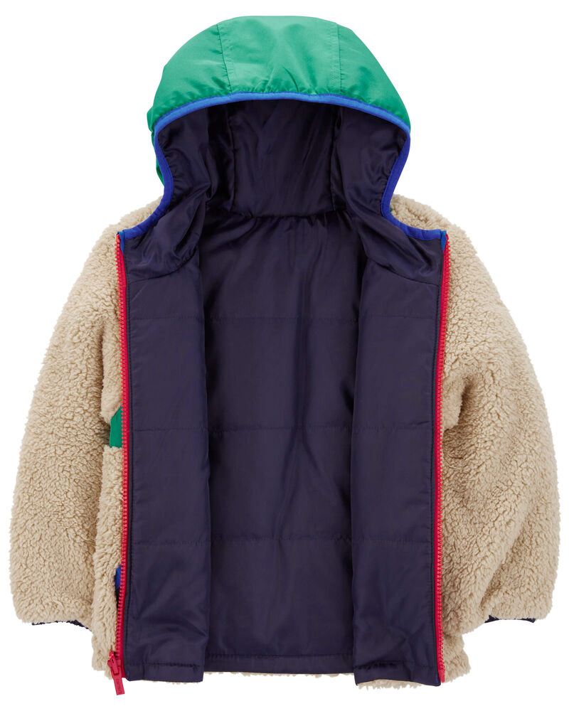 Toddler Colorblock Faux Sherpa Mid-Weight Jacket, image 2 of 4 slides