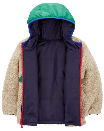 Toddler Colorblock Faux Sherpa Mid-Weight Jacket, 