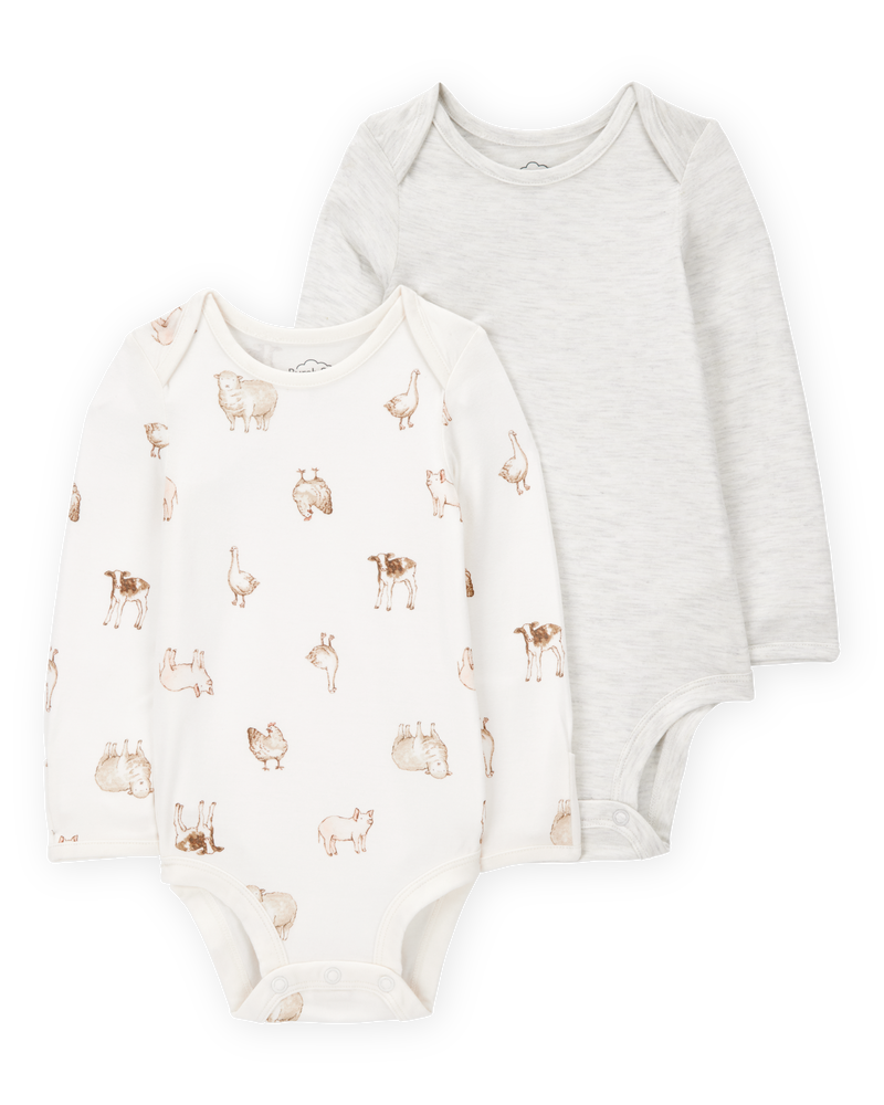 Baby 2-Pack Long-Sleeve PurelySoft Bodysuits, image 1 of 6 slides