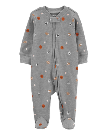 Baby Sports 2-Way Zip Waffle Knit Sleep & Play Pajamas, 