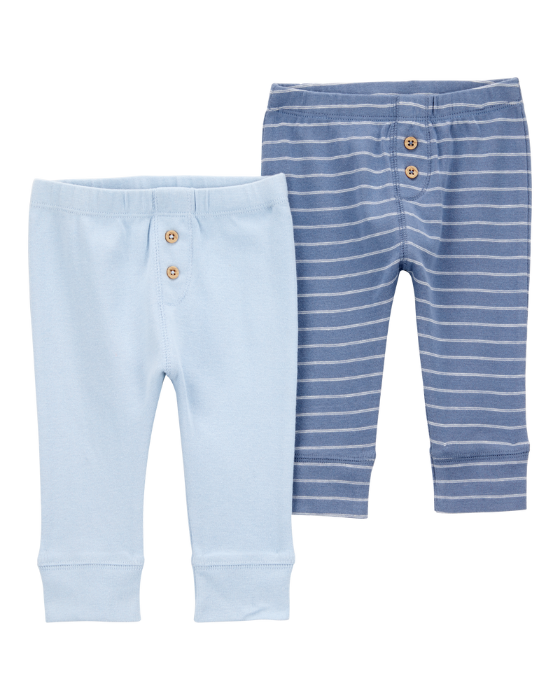 Baby 2-Pack Pull-On Cotton Pants, image 1 of 5 slides