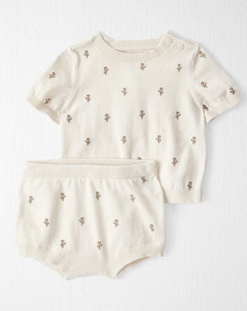 Baby Girl 2-Piece Organic Cotton Floral-Print Sweater Set, 