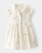 Baby Swiss Dot Bow Print Short-Sleeve Dress - Ivory, image 1 of 4 slides