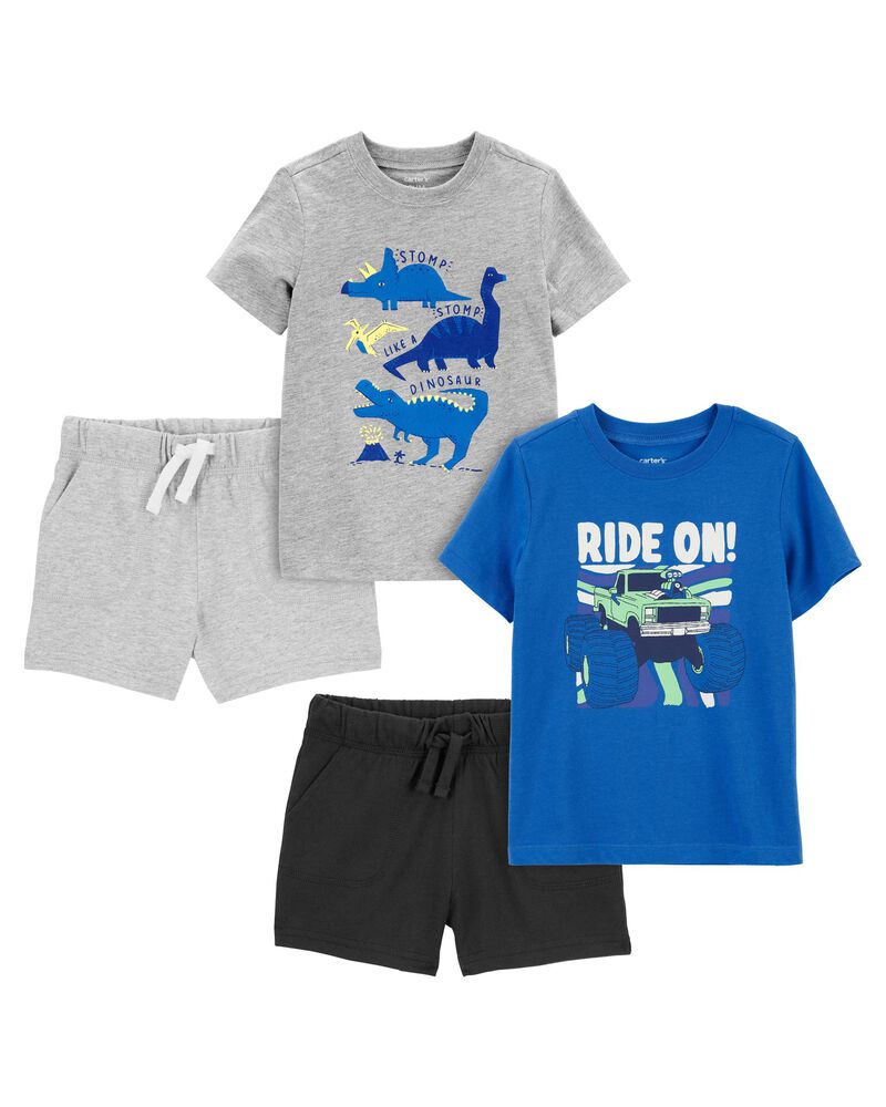 Toddler 4-Piece Graphic Tees & Pull-On Cotton Shorts Set
, image 1 of 7 slides