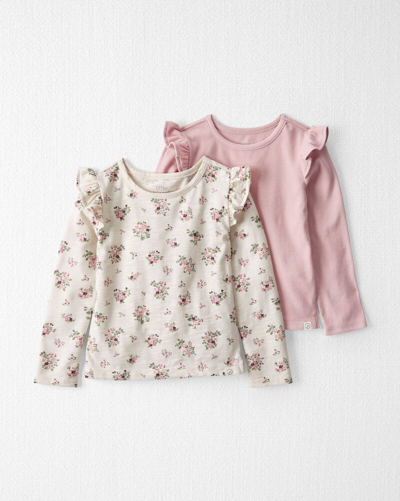 Toddler 2-Pack Organic Cotton T-Shirts in Wildberry Bouquet & Perfect Pink, image 1 of 4 slides