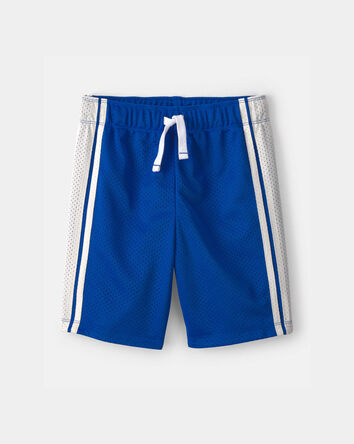 Boys Striped Mesh Active Shorts - Blue, 