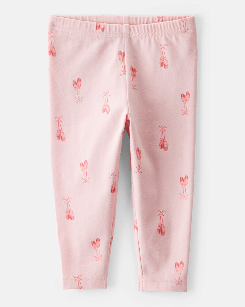 Baby Girl Cotton Ballerina Stretch Leggings - Pink, image 1 of 4 slides