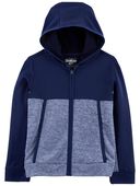 Blue - Kid Colorblock Hooded Zip Jacket in Unstoppable French Terry