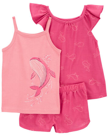Toddler 3-Piece Whale Loose Fit Pajamas, 