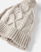 Toddler Organic Cotton Cable Knit Beanie in Toasted Wheat, image 2 of 3 slides