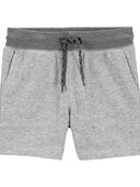 Grey - Toddler Ribbed Knit Drawstring Shorts