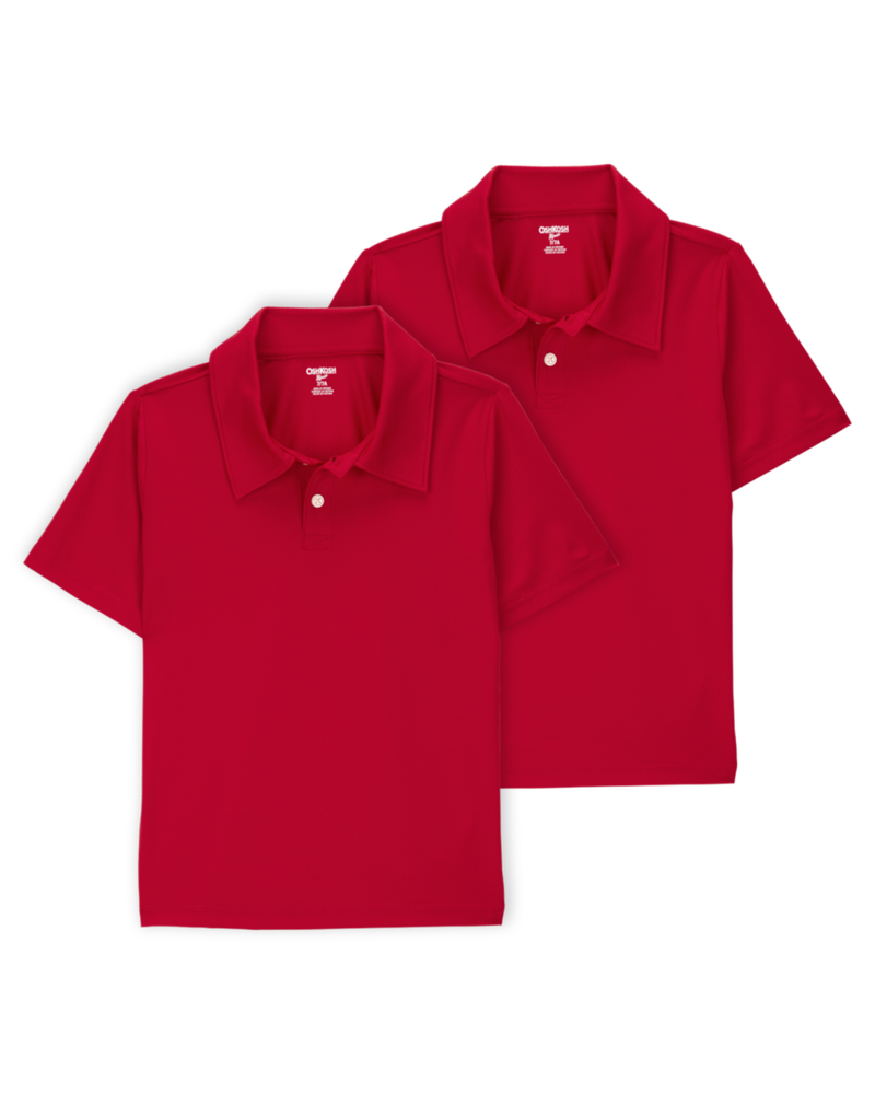 Kid 2-Pack Active Uniform Polo Shirts in Moisture Wicking BeCool™ Fabric - Red, image 1 of 3 slides