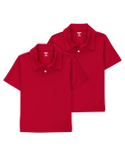 Kid 2-Pack Active Uniform Polo Shirts in Moisture Wicking BeCool™ Fabric - Red, image 1 of 3 slides