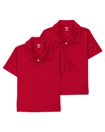 Kid 2-Pack Active Uniform Polo Shirts in Moisture Wicking BeCool™ Fabric - Red, 
