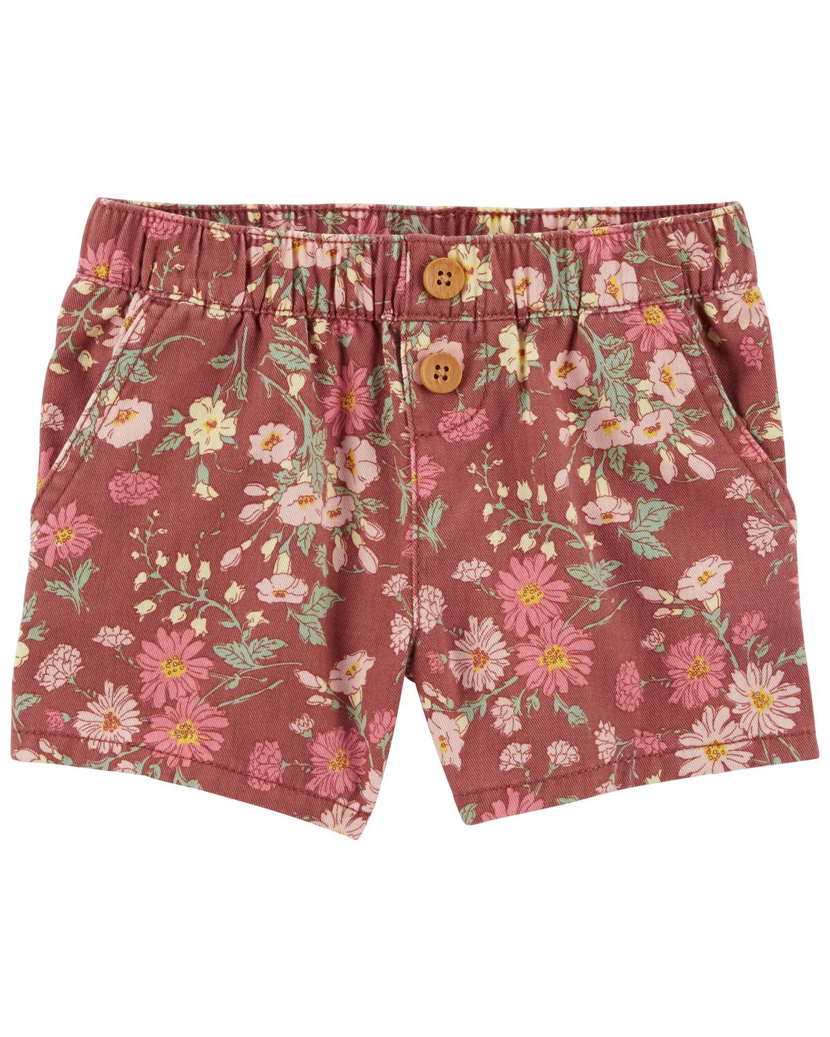 Brown Baby Vintage Floral Print Sun Shorts