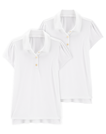 Kid 2-Pack Active Uniform Polo Shirts in Moisture Wicking BeCool™ Fabric - White, 
