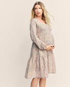 Adult Women's Maternity Button-Front Wildflower Dress, image 1 of 12 slides