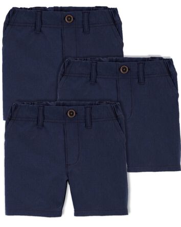 Toddler 3-Pack Lightweight Uniform Shorts in Quick Dry Active Poplin, 