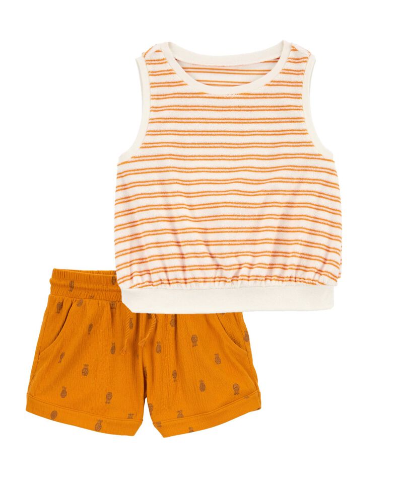 Kid 2-Piece Striped Terry Tank & Pull-On Shorts Set, image 1 of 1 slides