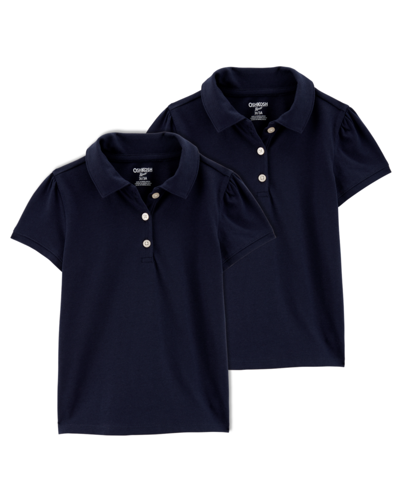 Toddler 2-Pack Pique Uniform Polo Shirts - Navy, image 1 of 3 slides