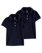 Toddler 2-Pack Pique Uniform Polo Shirts - Navy, image 1 of 3 slides
