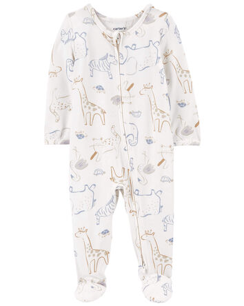 Animal Print Zip-Up PurelySoft Sleep & Play Pajamas, 