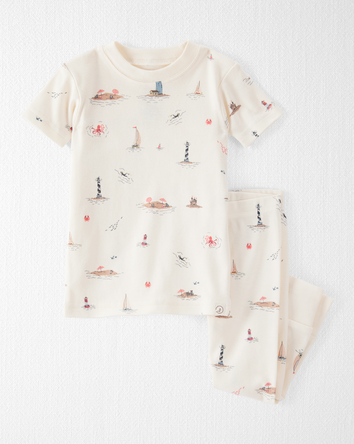 Baby Organic Cotton Pajamas in Coastal Vacation Print, 