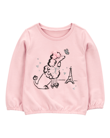 Toddler Dog Knit Long-Sleeve Fashion Top - Pink, 