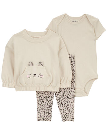 Baby 3-Piece Leopard Little Cardigan Set, 