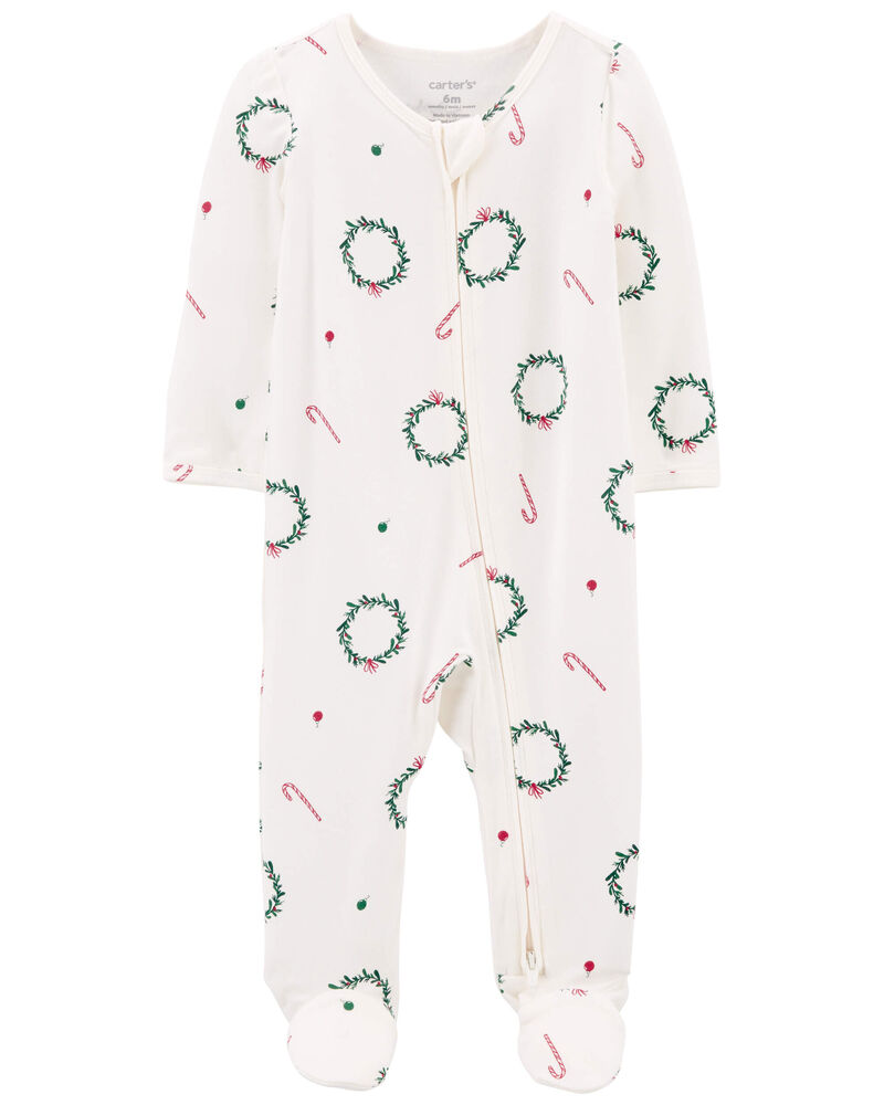 Baby Christmas Zip-Up PurelySoft Sleep & Play Pajamas, image 1 of 4 slides