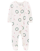 Baby Christmas Zip-Up PurelySoft Sleep & Play Pajamas, image 1 of 4 slides