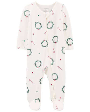 Baby Christmas Zip-Up PurelySoft Sleep & Play Pajamas, 