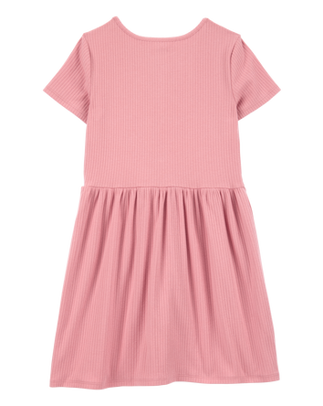 Kid Solid Short-Sleeve Dress - Pink, 