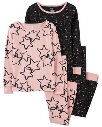 Kid 4-Piece Stars 100% Snug Fit Cotton Pajamas, 