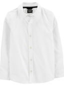 White - Kid Long Sleeve Button-Front Uniform Shirt