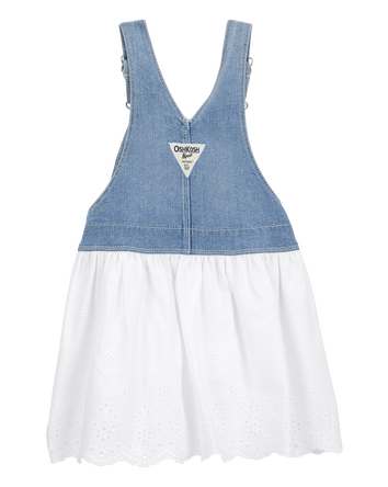 Toddler Stretch Denim Eyelet Jumper Dress, 