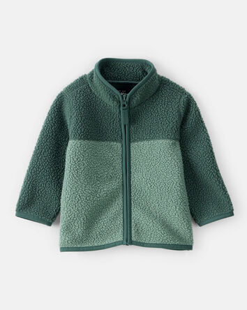 Baby Boy Color Block Microfleece Zip-Up Jacket - Green, 