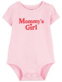 Pink - Baby Mommy's Girl Striped Cotton Bodysuit