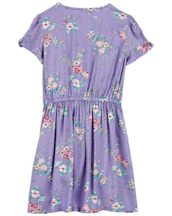 Kid Button-Front Vintage Floral Dress, 