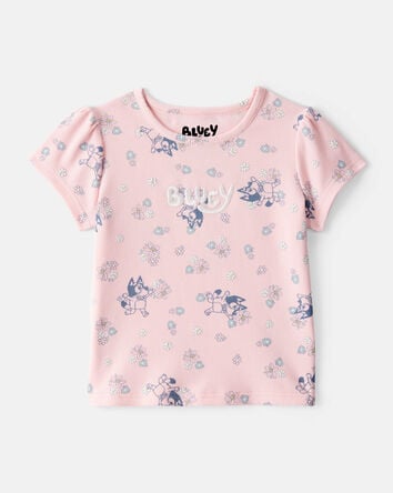 Toddler Bluey Floral Print Short-Sleeve Graphic Tee - Pink, 