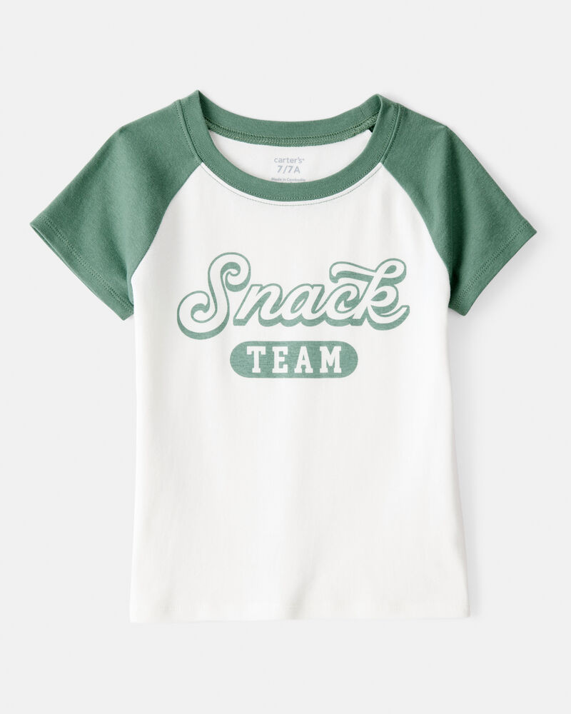 Girls Snack Team Short-Sleeve Graphic Tee - Green/White, image 1 of 3 slides