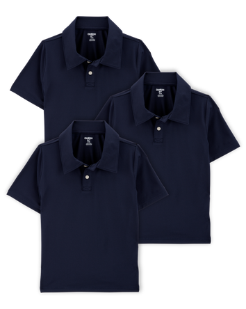 Kid 3-Pack Active Uniform Polo Shirts in Moisture Wicking BeCool™ Fabric - Navy, 
