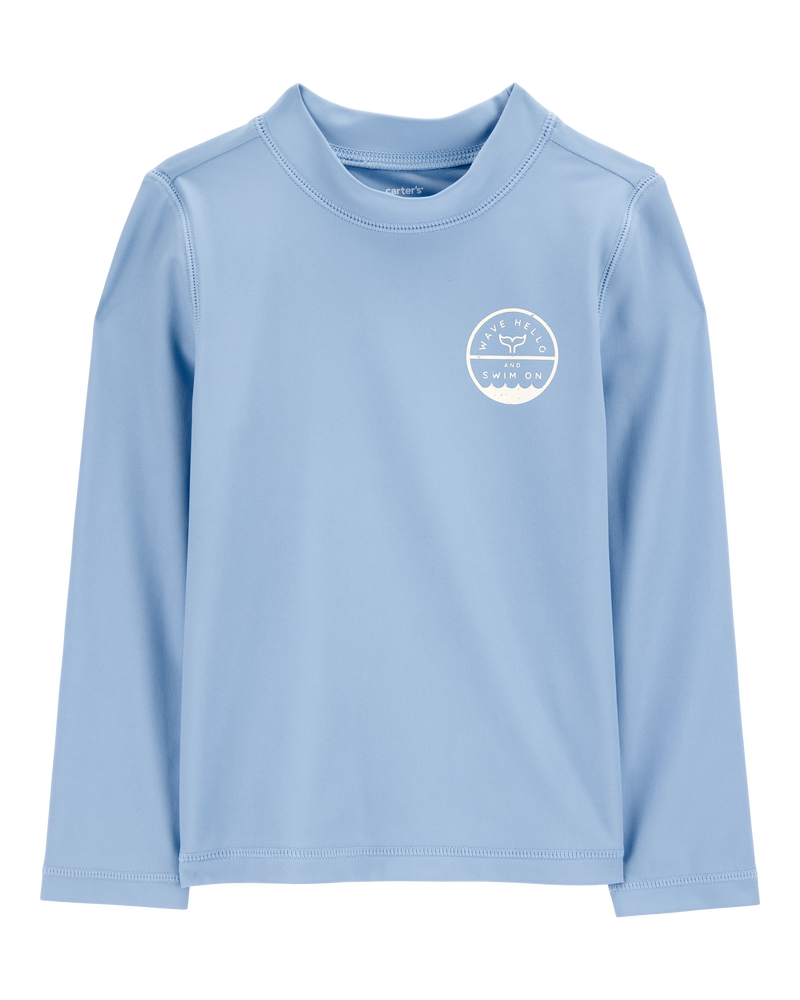 Toddler Boy Whale Long Sleeve Rashguard - Blue, image 1 of 5 slides