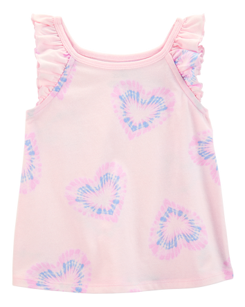 Toddler Tie-Dye Heart Flutter-Sleeve Tank - Pink/Purple, 