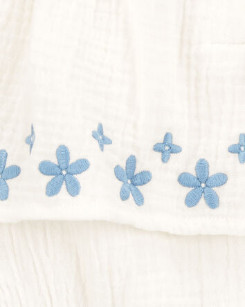 Baby Girl Floral Embroidered Bodysuit Dress - Ivory, 