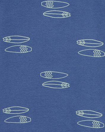 Kid 4-Piece Shark Surfboard 100% Snug Fit Cotton Pajamas - Blue, 